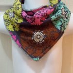 Bandana Drool Bib - Cotton floral damask 